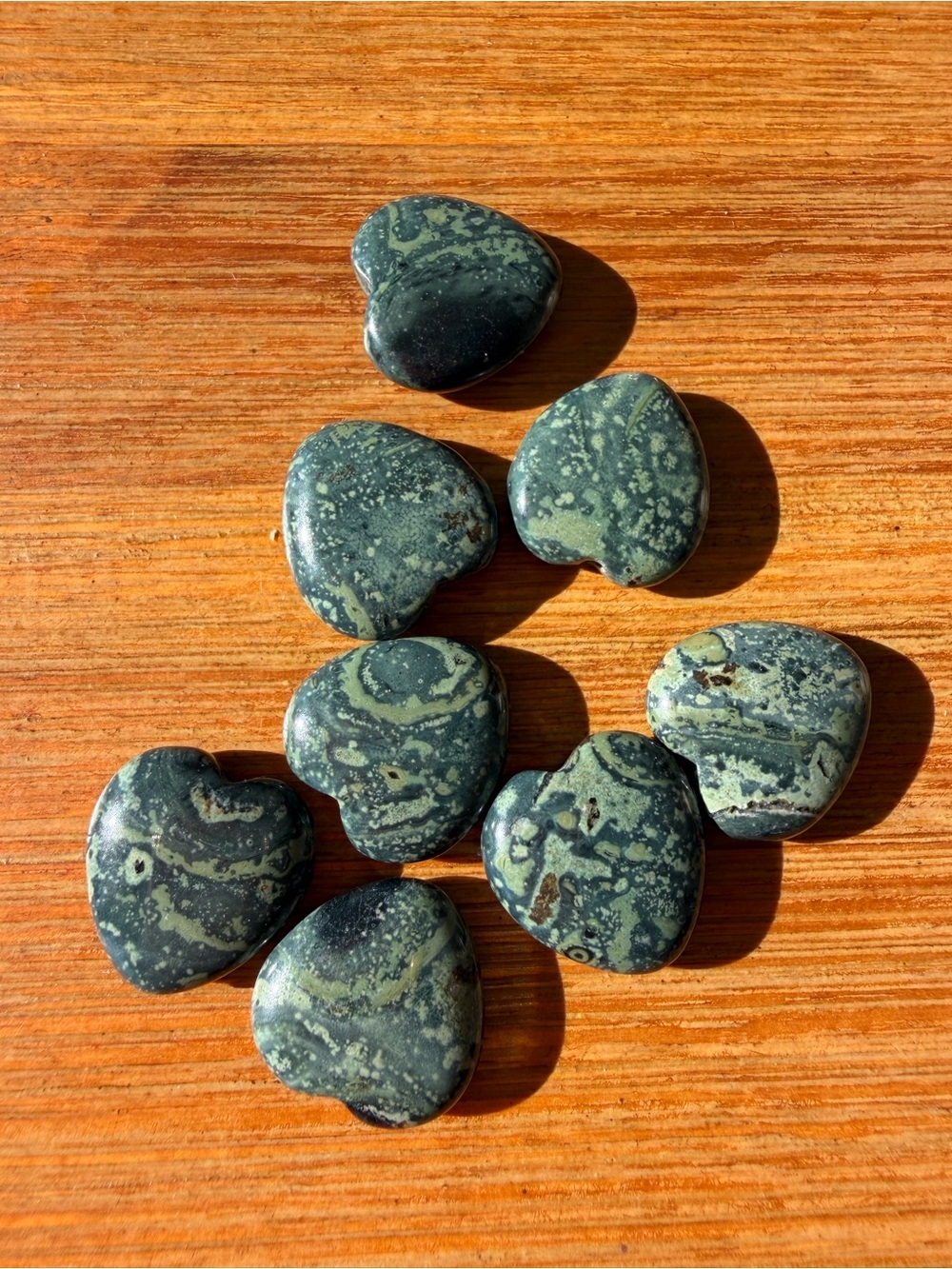 8 Kambaba Jasper Gemstone Heart Shaped Beads for Jewelry Making